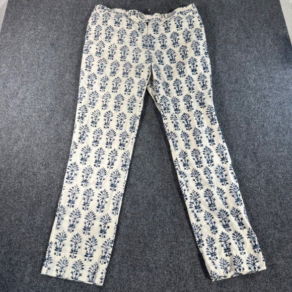 Polo Ralph Lauren Mens 36x32 Blue Floral Block Print Cinch Back Cotton Trousers